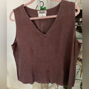 Flax Women's sleeveless  Button-Down Blouse